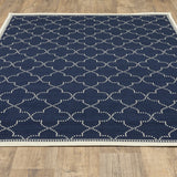 Oriental Weavers Marina 6025P Moroccan/Casual Geometric Polypropylene Indoor/Outdoor Area Rug Navy/ Ivory 8'6" x 13' M6025P259396ST