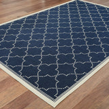 Oriental Weavers Marina 6025P Moroccan/Casual Geometric Polypropylene Indoor/Outdoor Area Rug Navy/ Ivory 8'6" x 13' M6025P259396ST