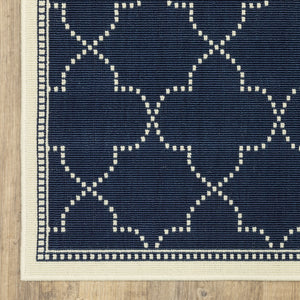 Oriental Weavers Marina 6025P Moroccan/Casual Geometric Polypropylene Indoor/Outdoor Area Rug Navy/ Ivory 8'6" x 13' M6025P259396ST