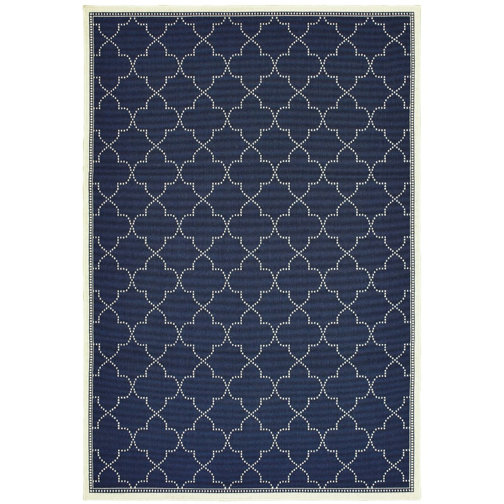 Oriental Weavers Marina 6025P Moroccan/Casual Geometric Polypropylene Indoor/Outdoor Area Rug Navy/ Ivory 8'6" x 13' M6025P259396ST