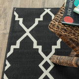 Oriental Weavers Marina 7763K Moroccan/Global Geometric Polypropylene Indoor/Outdoor Area Rug Black/ Ivory 8'6" x 13' M7763K259396ST