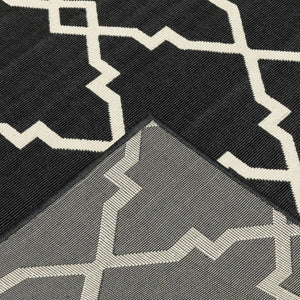 Oriental Weavers Marina 7763K Moroccan/Global Geometric Polypropylene Indoor/Outdoor Area Rug Black/ Ivory 8'6" x 13' M7763K259396ST