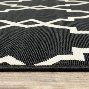Oriental Weavers Marina 7763K Moroccan/Global Geometric Polypropylene Indoor/Outdoor Area Rug Black/ Ivory 8'6" x 13' M7763K259396ST