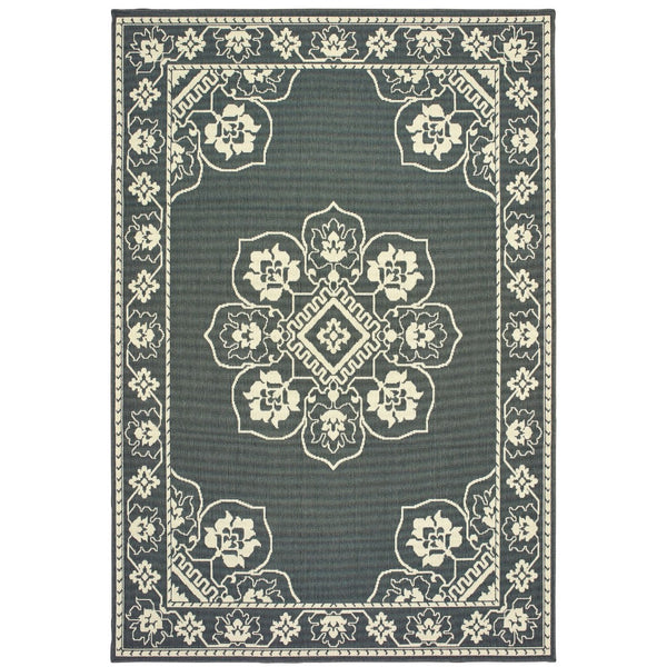Oriental Weavers Marina 7764E Traditional/Casual Oriental Polypropylene Indoor/Outdoor Area Rug Grey/ Ivory 8'6" x 13' M7764E259396ST