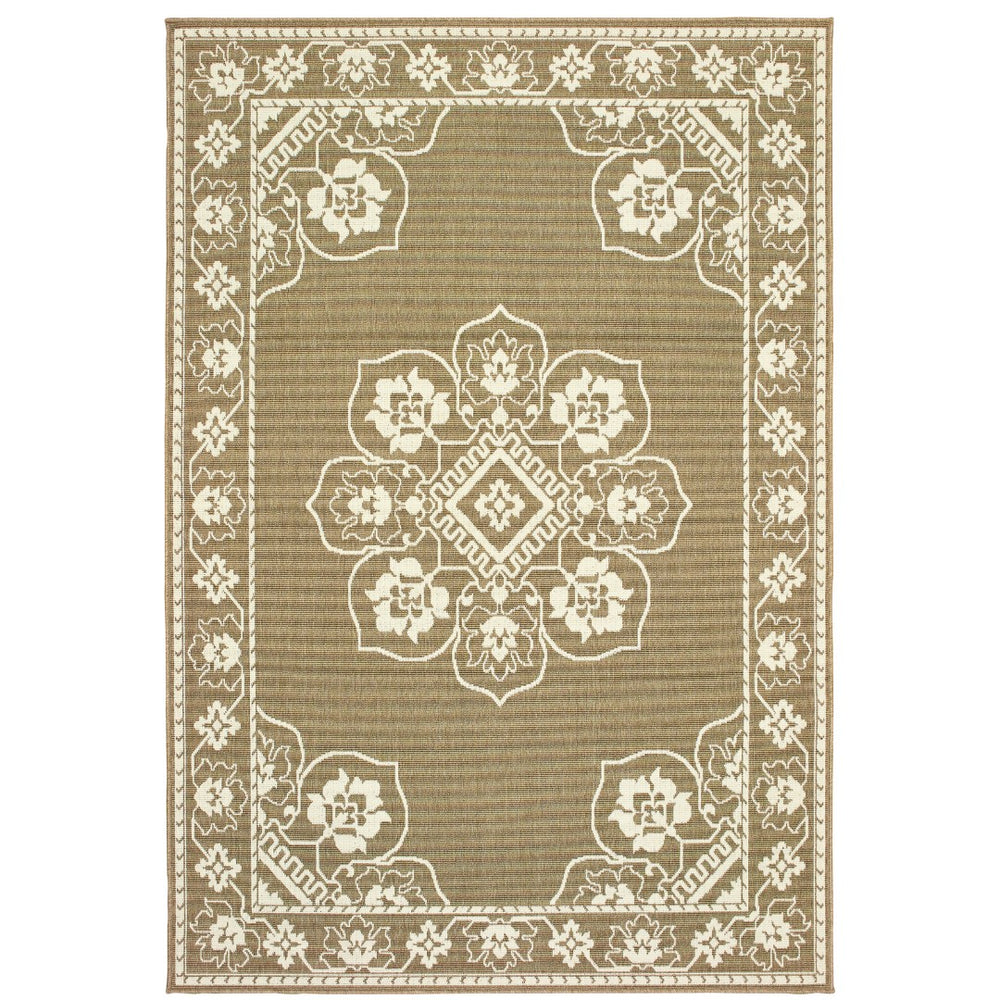 Oriental Weavers Marina 7764J Traditional/Casual Oriental Polypropylene Indoor/Outdoor Area Rug Tan/ Ivory 8'6" x 13' M7764J259396ST