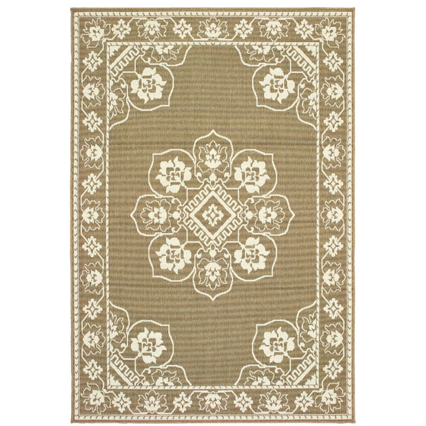 Oriental Weavers Marina 7764J Traditional/Casual Oriental Polypropylene Indoor/Outdoor Area Rug Tan/ Ivory 8'6" x 13' M7764J259396ST