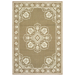 Oriental Weavers Marina 7764J Traditional/Casual Oriental Polypropylene Indoor/Outdoor Area Rug Tan/ Ivory 8'6" x 13' M7764J259396ST