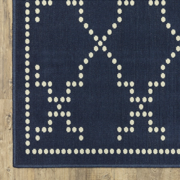 Oriental Weavers Marina 7765B Moroccan/Global Geometric Polypropylene Indoor/Outdoor Area Rug Navy/ Ivory 8'6" x 13' M7765B259396ST