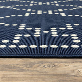 Oriental Weavers Marina 7765B Moroccan/Global Geometric Polypropylene Indoor/Outdoor Area Rug Navy/ Ivory 8'6" x 13' M7765B259396ST