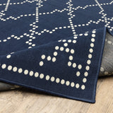 Oriental Weavers Marina 7765B Moroccan/Global Geometric Polypropylene Indoor/Outdoor Area Rug Navy/ Ivory 8'6" x 13' M7765B259396ST