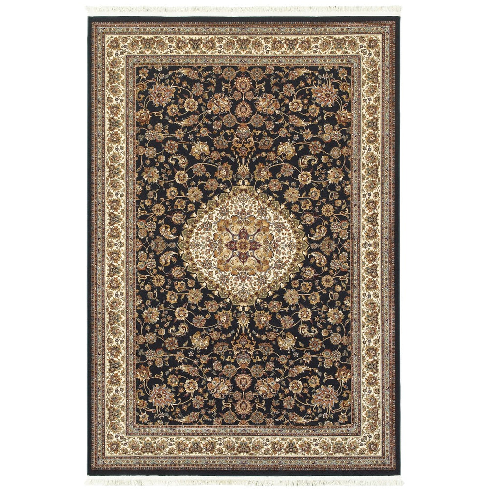 Oriental Weavers Masterpiece 033B2 Traditional/Vintage Oriental Polypropylene Indoor Area Rug Dark Blue/ Ivory 9'10" x 12'10" M033B2300390ST