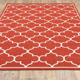 Oriental Weavers Meridian 1295R Moroccan/Casual Trellis Polypropylene Indoor/Outdoor Area Rug Red/ Ivory 8'6" x 13' M1295R259396ST