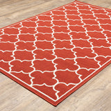 Oriental Weavers Meridian 1295R Moroccan/Casual Trellis Polypropylene Indoor/Outdoor Area Rug Red/ Ivory 8'6" x 13' M1295R259396ST