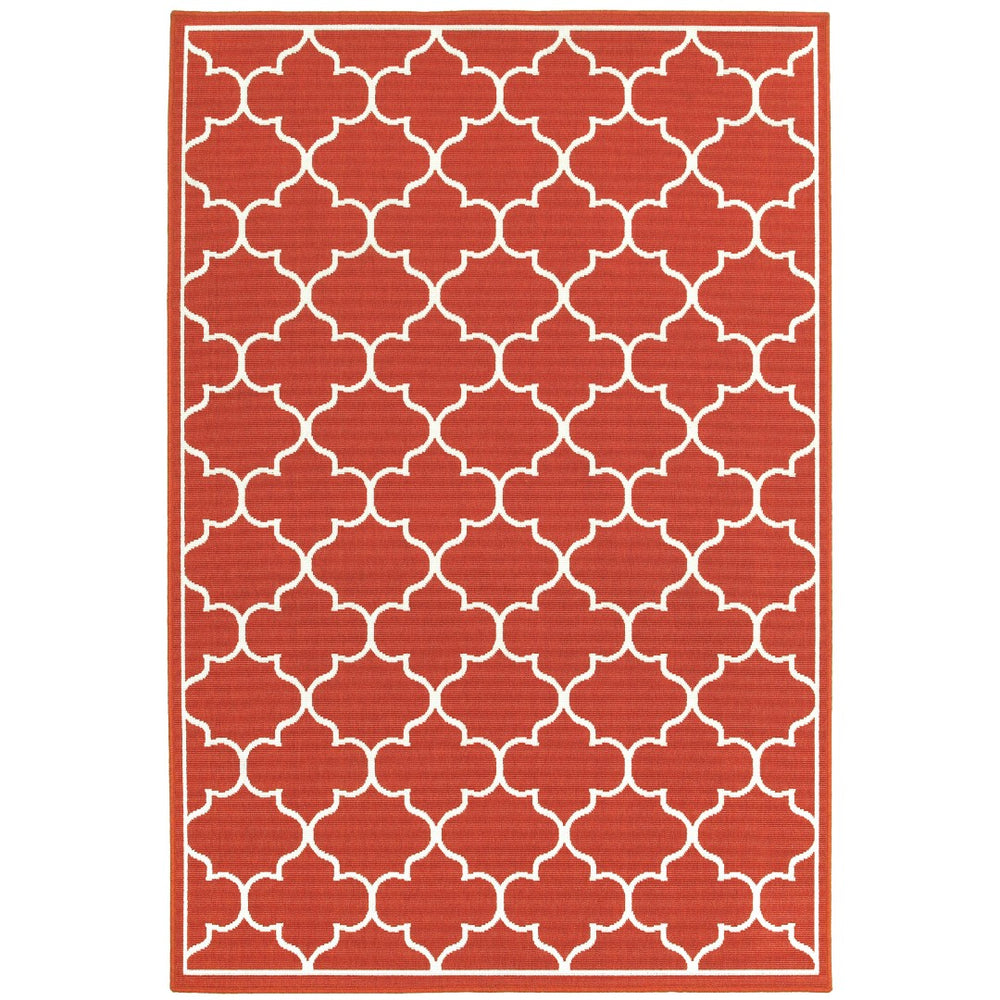 Oriental Weavers Meridian 1295R Moroccan/Casual Trellis Polypropylene Indoor/Outdoor Area Rug Red/ Ivory 8'6" x 13' M1295R259396ST