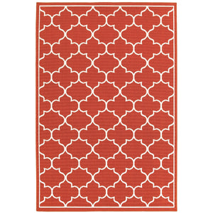 Oriental Weavers Meridian 1295R Moroccan/Casual Trellis Polypropylene Indoor/Outdoor Area Rug Red/ Ivory 8'6" x 13' M1295R259396ST