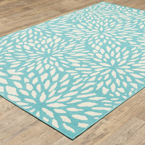 Oriental Weavers Meridian 1506L Contemporary/Transitional Floral Polypropylene Indoor/Outdoor Area Rug Blue/ Ivory 8'6" x 13' M1506L259396ST
