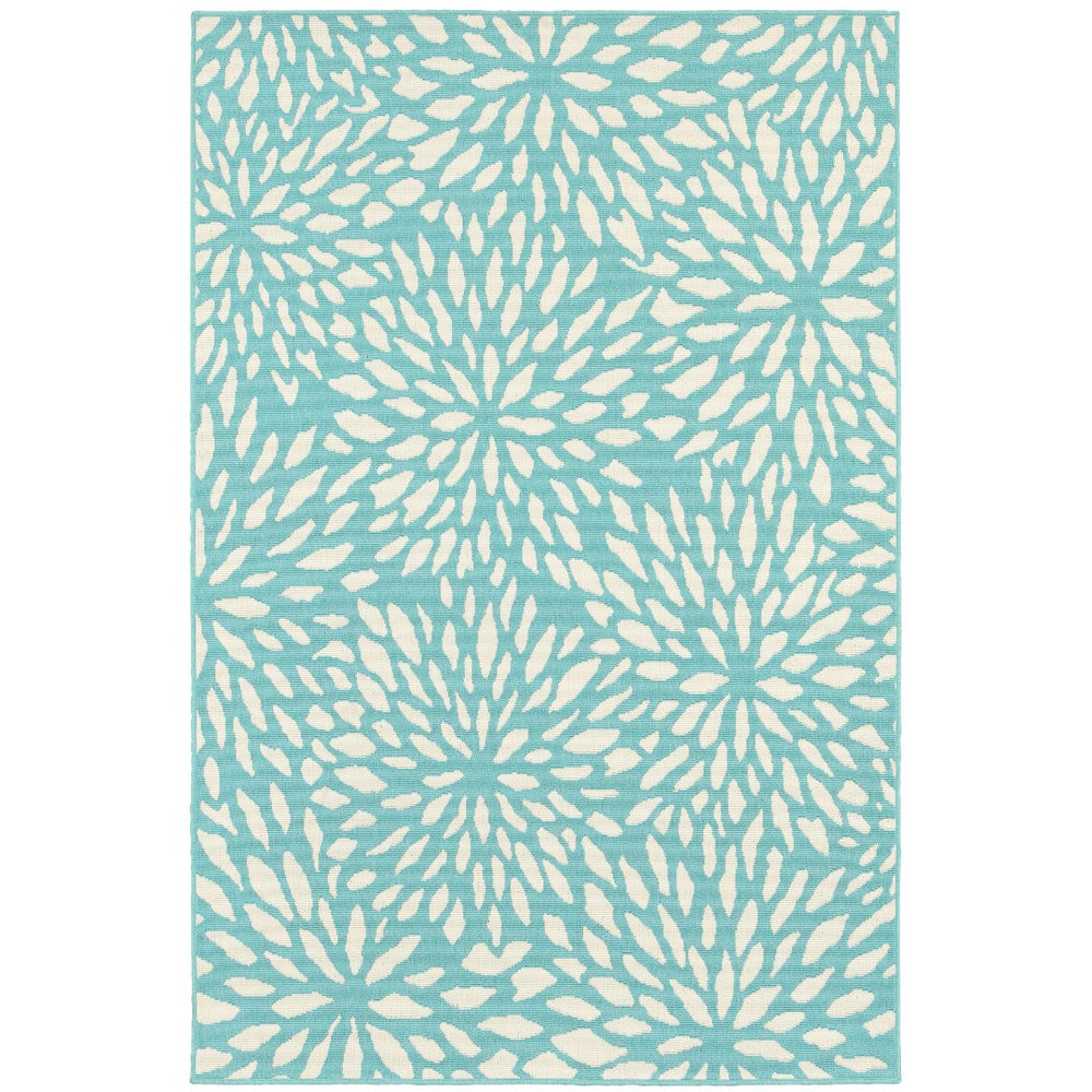 Oriental Weavers Meridian 1506L Contemporary/Transitional Floral Polypropylene Indoor/Outdoor Area Rug Blue/ Ivory 8'6" x 13' M1506L259396ST