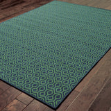 Oriental Weavers Meridian 1634Q Transitional/Casual Geometric Polypropylene Indoor/Outdoor Area Rug Navy/ Green 8'6" x 13' M1634Q259396ST