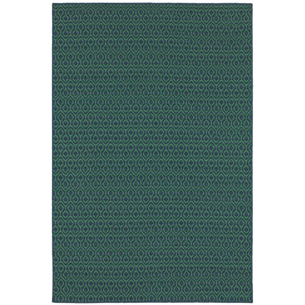 Oriental Weavers Meridian 1634Q Transitional/Casual Geometric Polypropylene Indoor/Outdoor Area Rug Navy/ Green 8'6" x 13' M1634Q259396ST