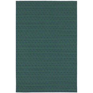 Oriental Weavers Meridian 1634Q Transitional/Casual Geometric Polypropylene Indoor/Outdoor Area Rug Navy/ Green 8'6" x 13' M1634Q259396ST