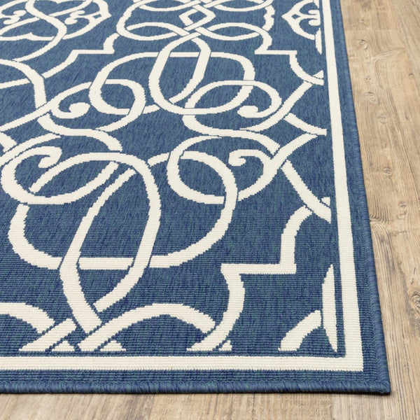 Oriental Weavers Meridian 2205B Moroccan/Traditional Geometric Polypropylene Indoor/Outdoor Area Rug Navy/ Ivory 8'6" x 13' M2205B259396ST