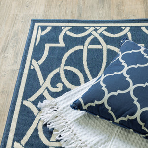 Oriental Weavers Meridian 2205B Moroccan/Traditional Geometric Polypropylene Indoor/Outdoor Area Rug Navy/ Ivory 8'6" x 13' M2205B259396ST
