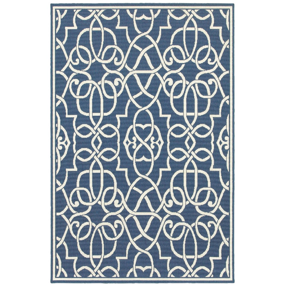 Oriental Weavers Meridian 2205B Moroccan/Traditional Geometric Polypropylene Indoor/Outdoor Area Rug Navy/ Ivory 8'6" x 13' M2205B259396ST