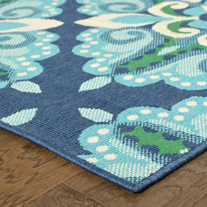 Oriental Weavers Meridian 2206B Moroccan/Casual Medallion Polypropylene Indoor/Outdoor Area Rug Blue/ Green 8'6" x 13' M2206B259396ST