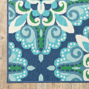Oriental Weavers Meridian 2206B Moroccan/Casual Medallion Polypropylene Indoor/Outdoor Area Rug Blue/ Green 8'6" x 13' M2206B259396ST