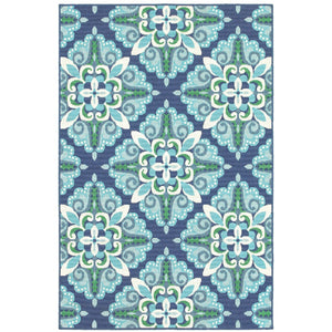 Oriental Weavers Meridian 2206B Moroccan/Casual Medallion Polypropylene Indoor/Outdoor Area Rug Blue/ Green 8'6" x 13' M2206B259396ST