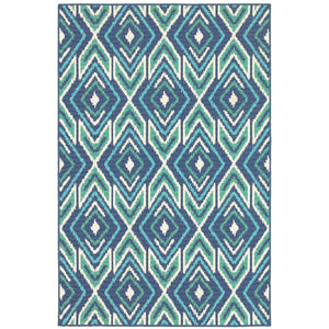 Oriental Weavers Meridian 2209B Bohemian/Transitional Geometric Polypropylene Indoor/Outdoor Area Rug Navy/ Green 8'6" x 13' M2209B259396ST