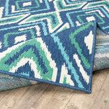 Oriental Weavers Meridian 2209B Bohemian/Transitional Geometric Polypropylene Indoor/Outdoor Area Rug Navy/ Green 8'6" x 13' M2209B259396ST