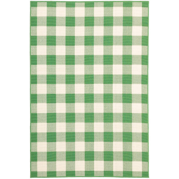 Oriental Weavers Meridian 2598G Farmhouse/Casual Geometric Polypropylene Indoor/Outdoor Area Rug Green/ Ivory 8'6" x 13' M2598G259396ST