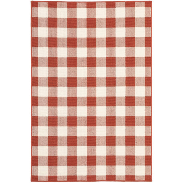 Oriental Weavers Meridian 2598R Farmhouse/Casual Geometric Polypropylene Indoor/Outdoor Area Rug Red/ Ivory 8'6" x 13' M2598R259396ST