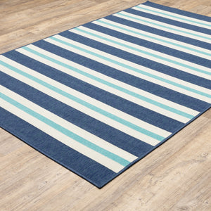 Oriental Weavers Meridian 5701B Nautical & Coastal/Classic Striped Polypropylene Indoor/Outdoor Area Rug Blue/ Ivory 8'6" x 13' M5701B259396ST