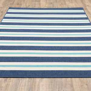 Oriental Weavers Meridian 5701B Nautical & Coastal/Classic Striped Polypropylene Indoor/Outdoor Area Rug Blue/ Ivory 8'6" x 13' M5701B259396ST