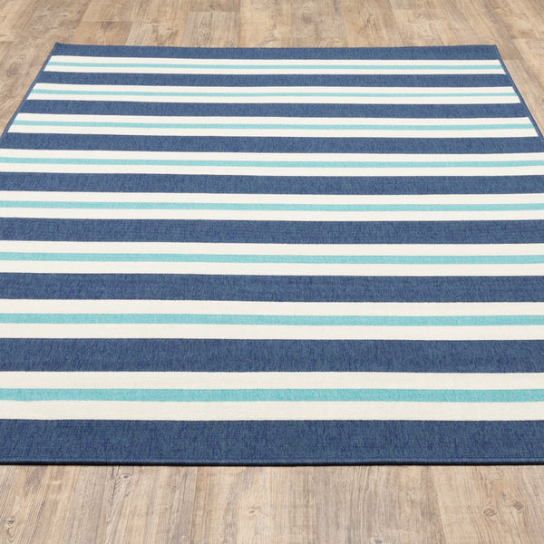 Oriental Weavers Meridian 5701B Nautical & Coastal/Classic Striped Polypropylene Indoor/Outdoor Area Rug Blue/ Ivory 8'6" x 13' M5701B259396ST