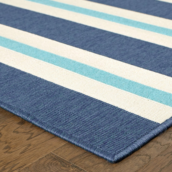 Oriental Weavers Meridian 5701B Nautical & Coastal/Classic Striped Polypropylene Indoor/Outdoor Area Rug Blue/ Ivory 8'6" x 13' M5701B259396ST