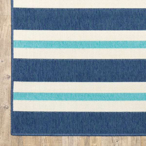 Oriental Weavers Meridian 5701B Nautical & Coastal/Classic Striped Polypropylene Indoor/Outdoor Area Rug Blue/ Ivory 8'6" x 13' M5701B259396ST