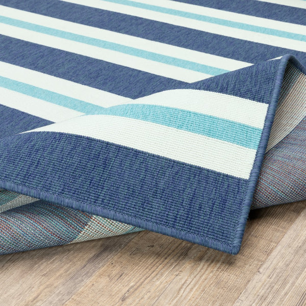Oriental Weavers Meridian 5701B Nautical & Coastal/Classic Striped Polypropylene Indoor/Outdoor Area Rug Blue/ Ivory 8'6" x 13' M5701B259396ST