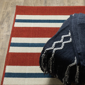 Oriental Weavers Meridian 5701R Nautical & Coastal/Classic Striped Polypropylene Indoor/Outdoor Area Rug Red/ Blue 8'6" x 13' M5701R259396ST