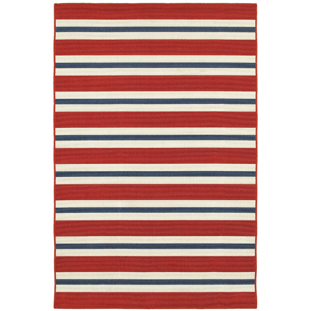 Oriental Weavers Meridian 5701R Nautical & Coastal/Classic Striped Polypropylene Indoor/Outdoor Area Rug Red/ Blue 8'6" x 13' M5701R259396ST