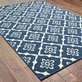 Oriental Weavers Meridian 5703B Moroccan/Casual Trellis Polypropylene Indoor/Outdoor Area Rug Navy/ Ivory 8'6" x 13' M5703B259396ST