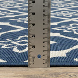 Oriental Weavers Meridian 5703B Moroccan/Casual Trellis Polypropylene Indoor/Outdoor Area Rug Navy/ Ivory 8'6" x 13' M5703B259396ST