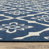 Oriental Weavers Meridian 5703B Moroccan/Casual Trellis Polypropylene Indoor/Outdoor Area Rug Navy/ Ivory 8'6" x 13' M5703B259396ST