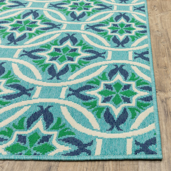 Oriental Weavers Meridian 5868L Moroccan/Casual Floral Polypropylene Indoor/Outdoor Area Rug Blue/ Green 8'6" x 13' M5868L259396ST