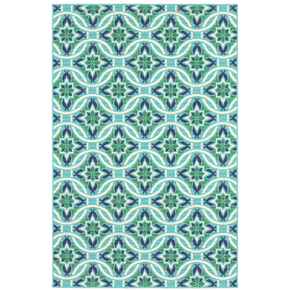 Oriental Weavers Meridian 5868L Moroccan/Casual Floral Polypropylene Indoor/Outdoor Area Rug Blue/ Green 8'6" x 13' M5868L259396ST