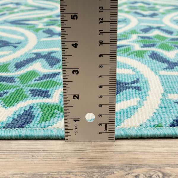 Oriental Weavers Meridian 5868L Moroccan/Casual Floral Polypropylene Indoor/Outdoor Area Rug Blue/ Green 8'6" x 13' M5868L259396ST