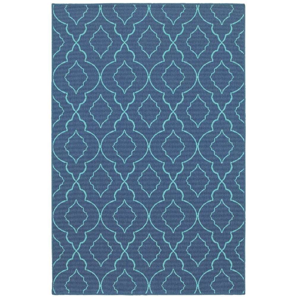 Oriental Weavers Meridian 7541B Moroccan/Global Trellis Polypropylene Indoor/Outdoor Area Rug Navy/ Blue 8'6" x 13' M7541B259396ST