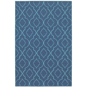 Oriental Weavers Meridian 7541B Moroccan/Global Trellis Polypropylene Indoor/Outdoor Area Rug Navy/ Blue 8'6" x 13' M7541B259396ST